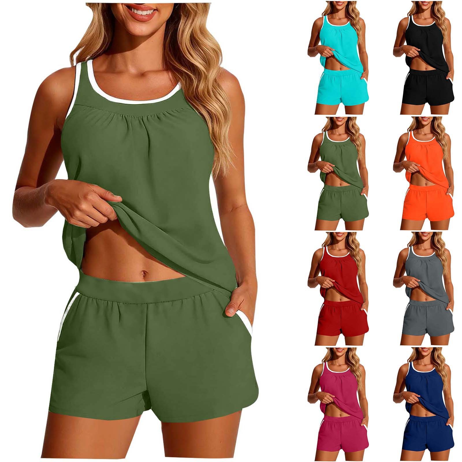 Swimwear - Dames 2-delige badkleding Mouwloos cropped tankinitop