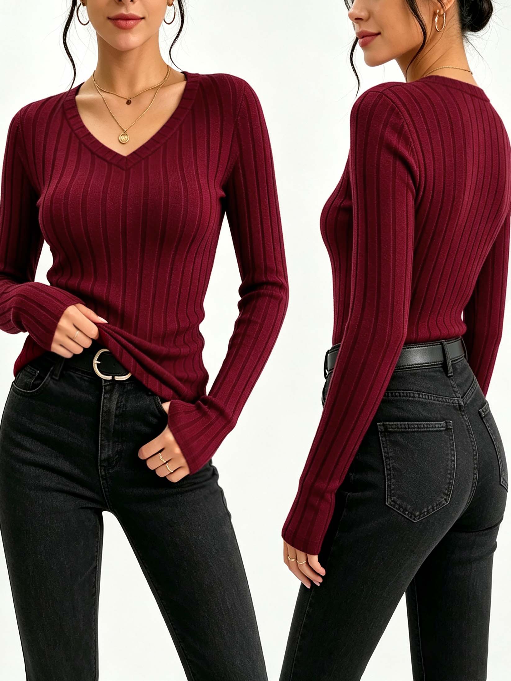 Blouses - Dames effen geribbelde gebreide top met