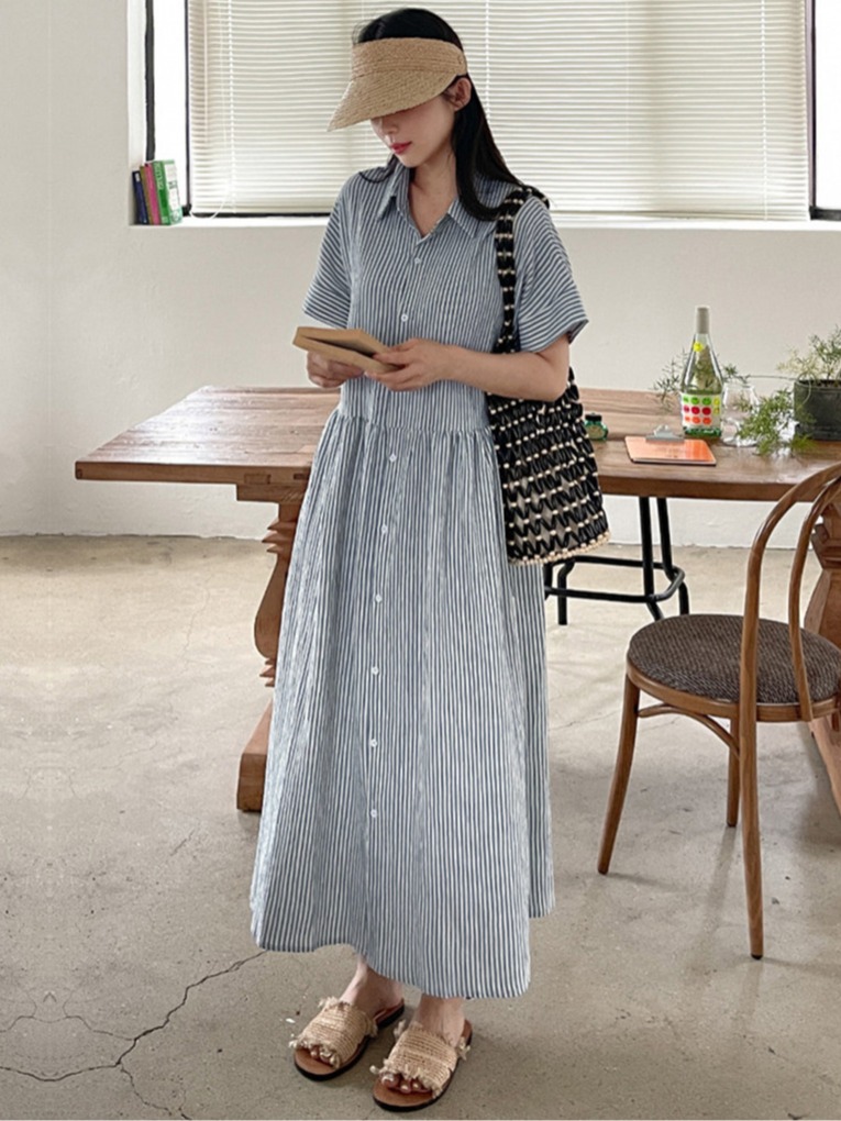 Retro Koreaanse stijl loszitte - Casual Loose Linen Shirt Dress recensie en prijs