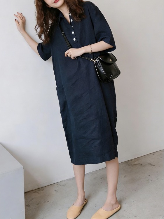 Dames katoenen linnen overhemd - Casual Loose Linen Shirt Dress recensie en prijs