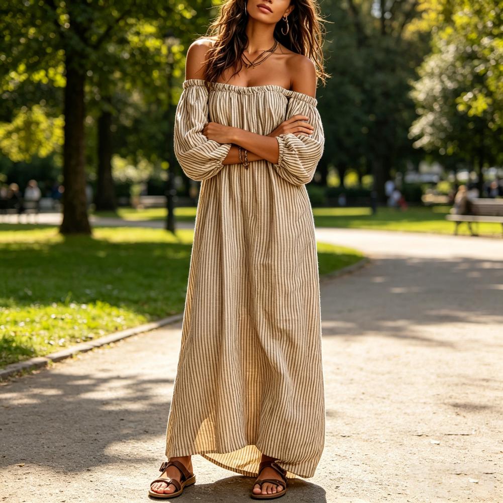Lente Zomer Dames Off-shoulder - Off Shoulder Puff Sleeve Sundress recensie en prijs