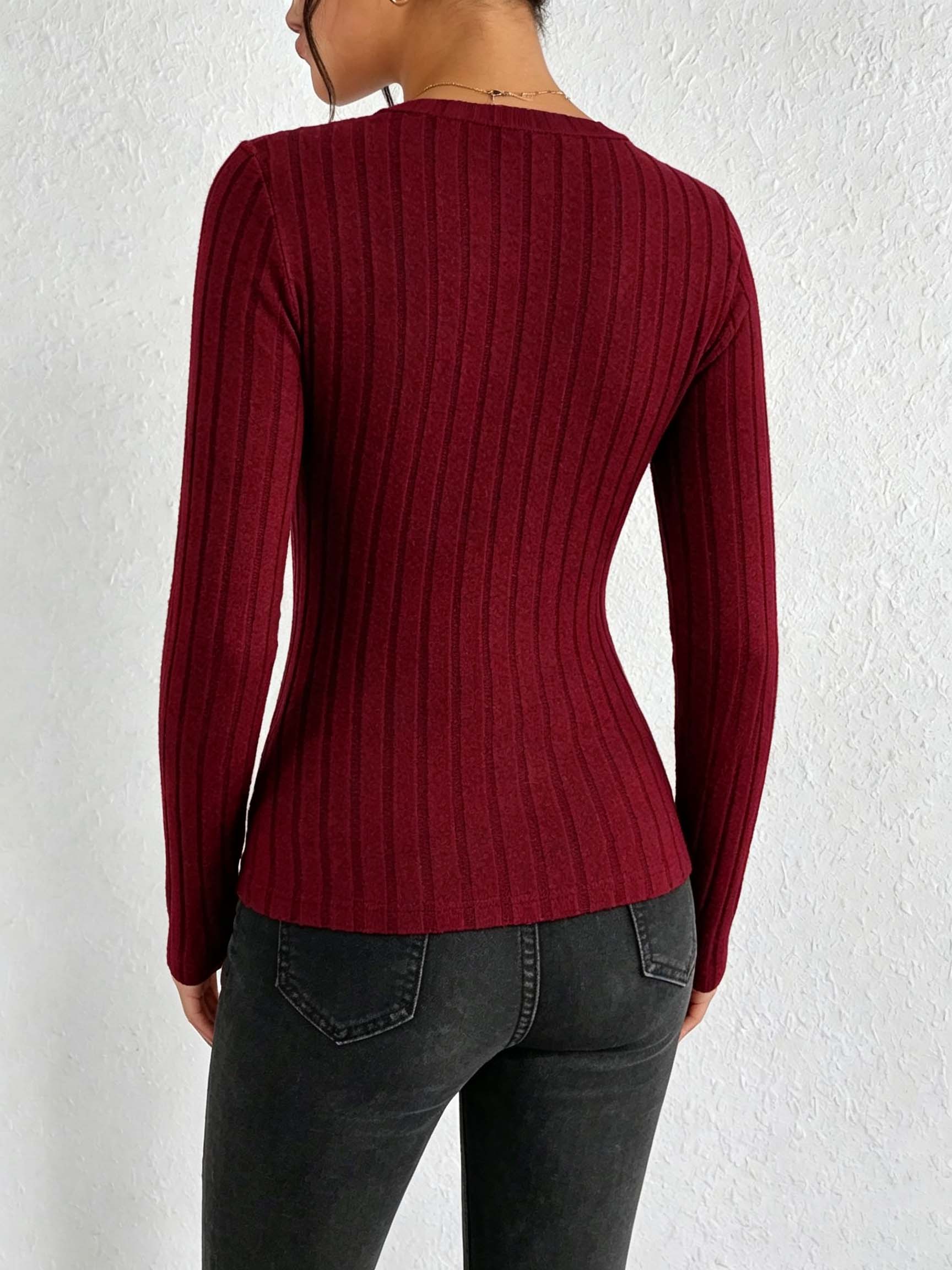 Dames effen geribbelde gebreid - Blouses recensie en prijs