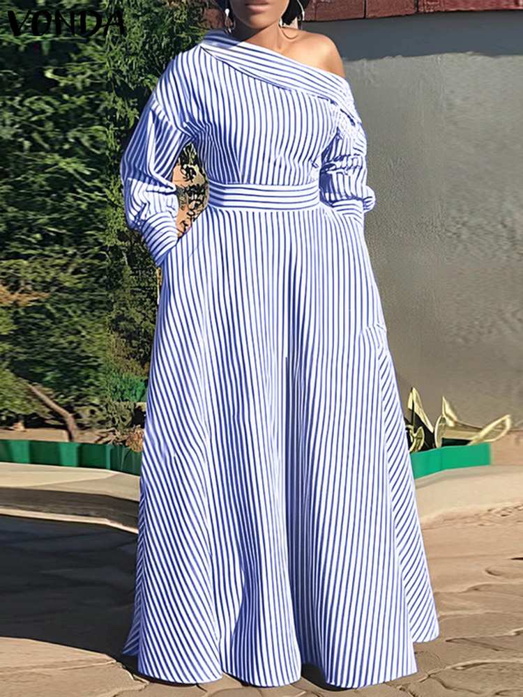 Vonda 2024 Vrouwen Elegante Ge - Off Shoulder Puff Sleeve Sundress recensie en prijs