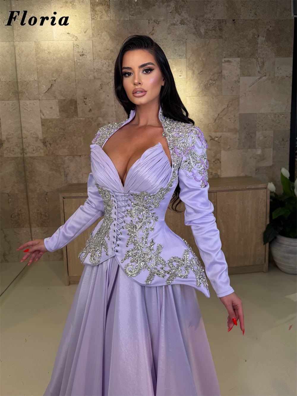 Lila elegante driedelige galaj - Elegant Satin Evening Gown Split recensie en prijs