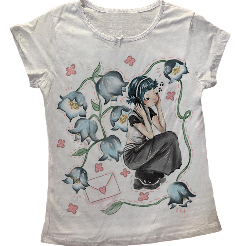 Y2K Koreaanse populaire kledin - Y2K Graphic Baby Tee Crop recensie en prijs