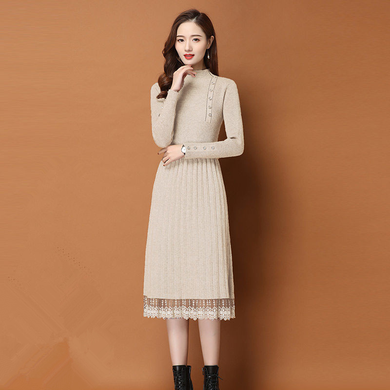 Kant Zoom Knoppen Vrouwen Herf - Bodycon Long Sleeve Ribbed Dress recensie en prijs