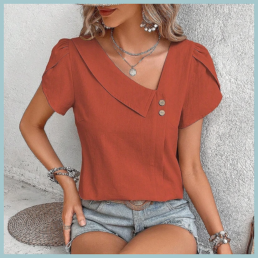 Zomerblouse 2024 in effen kleu - Blouses recensie en prijs